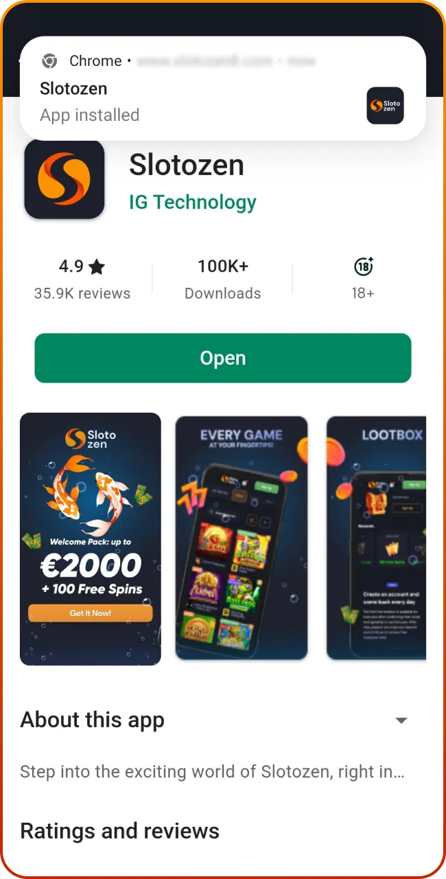 Finish setup and start playing at Slotozen Casino.