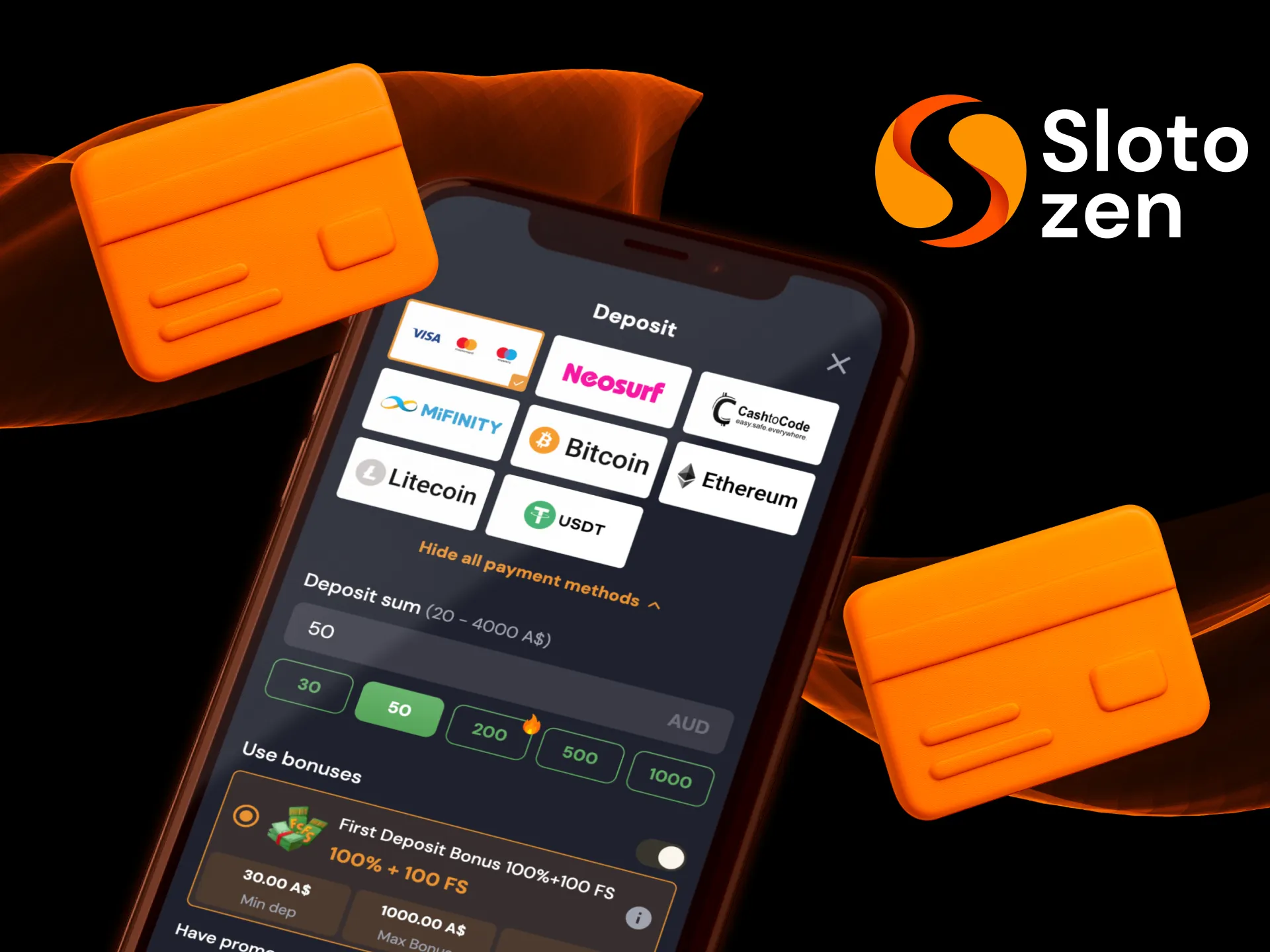 Manage payments easily in Slotozen Casino app.