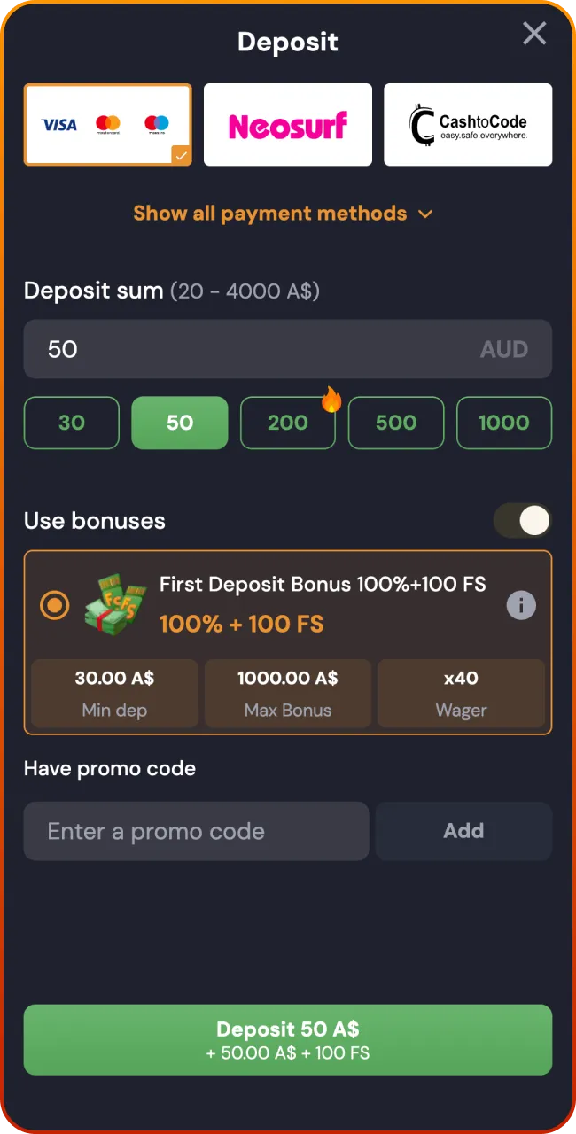 Enter your amount and start winning at Slotozen Casino.